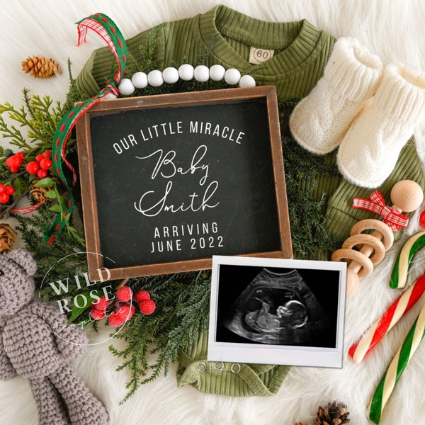 Editable Digital Christmas Pregnancy Announcement, Edit-Yourself Birth Announcement, Editable Holiday Digital Pregnancy Announcement