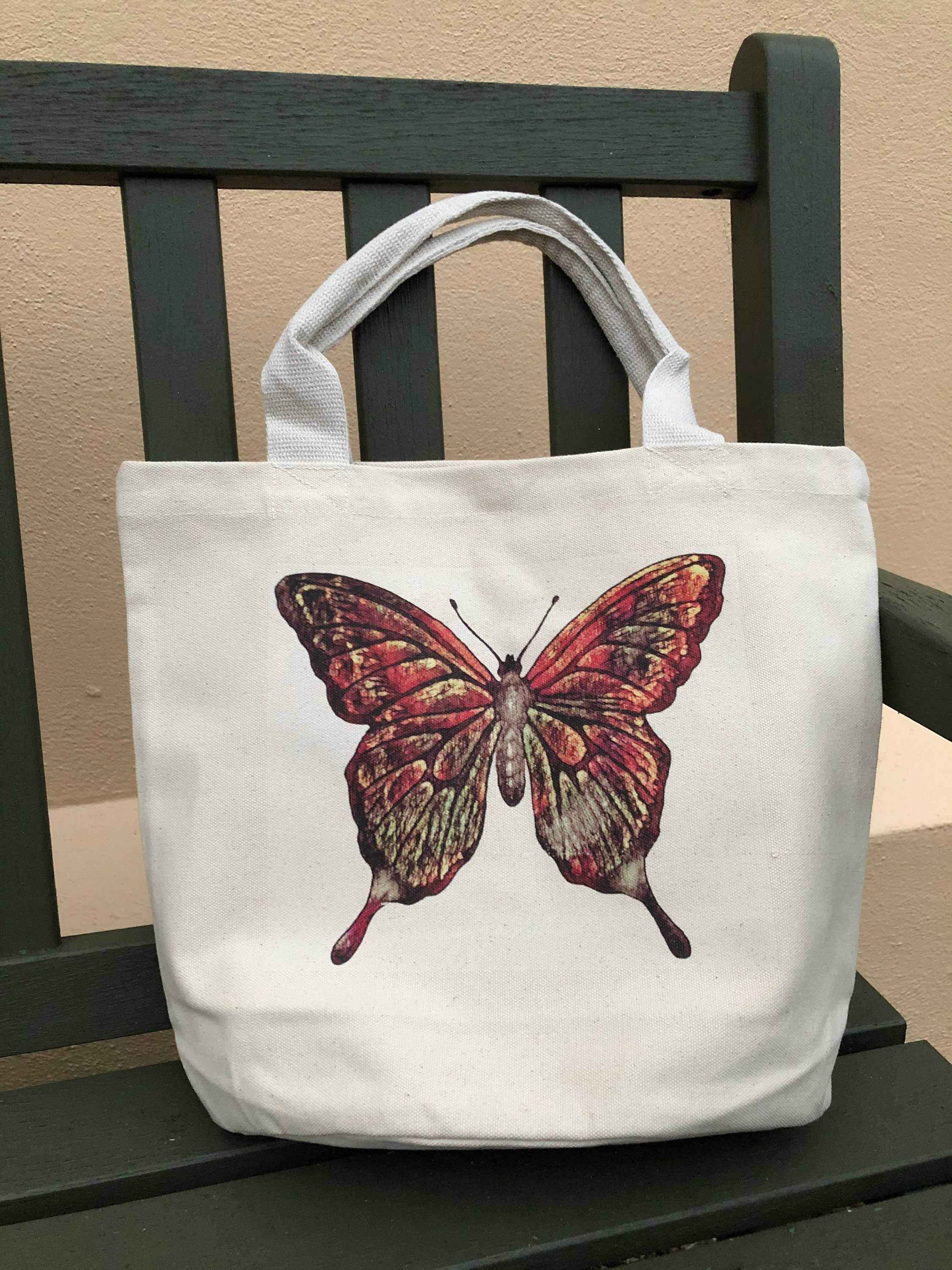 Butterfly Design Heavyweight Cotton Canvas Bucket Bag | Etsy