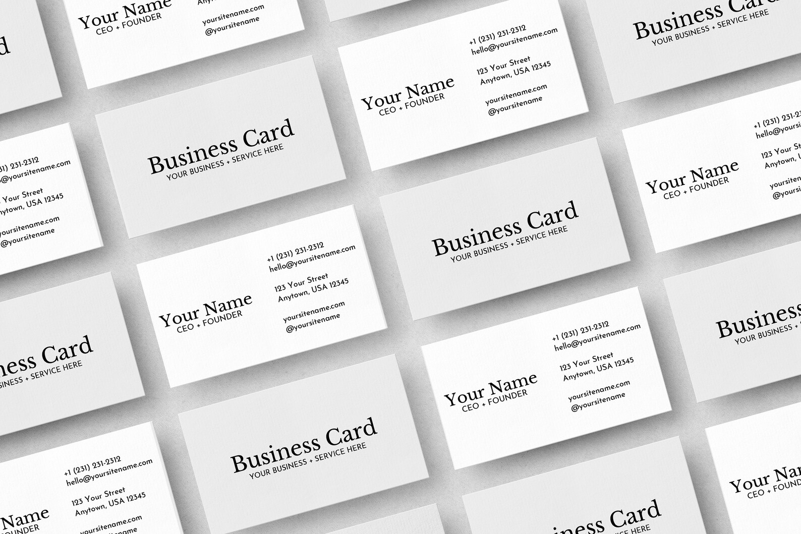 Editable Classic White Business Card Template Etsy
