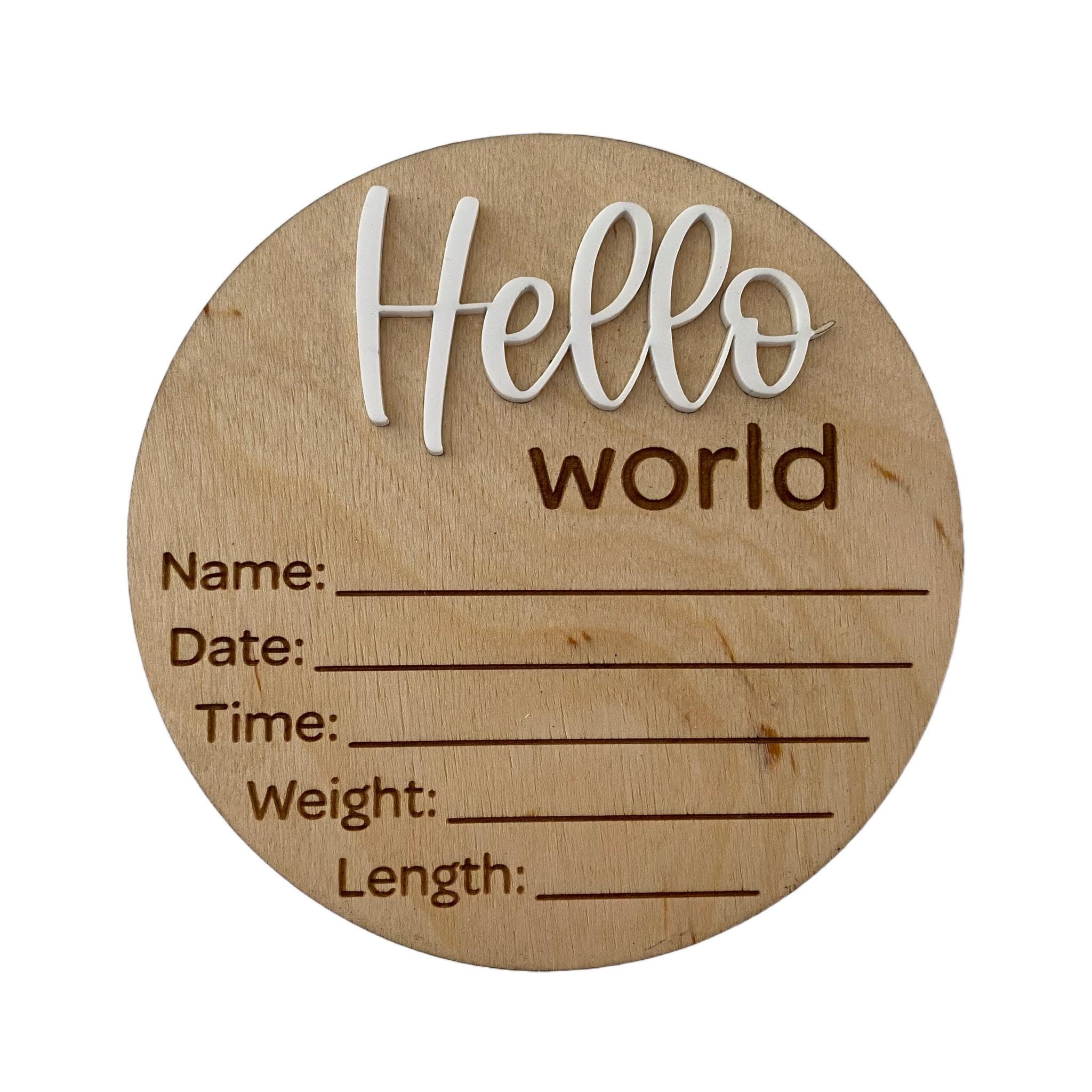 Hello World Birth Announcement | SVG DXF | Baby Stat | Name Sign ...