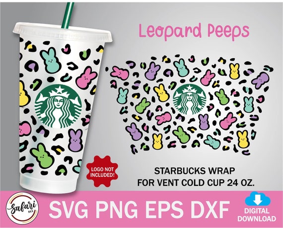 Easter Starbucks Cup Peeps Svg Easter Pattern Decal Full Wrap Starbucks Venti Cold Cup 24 Oz Colorful Leopard Peeps Starbucks Cup Svg