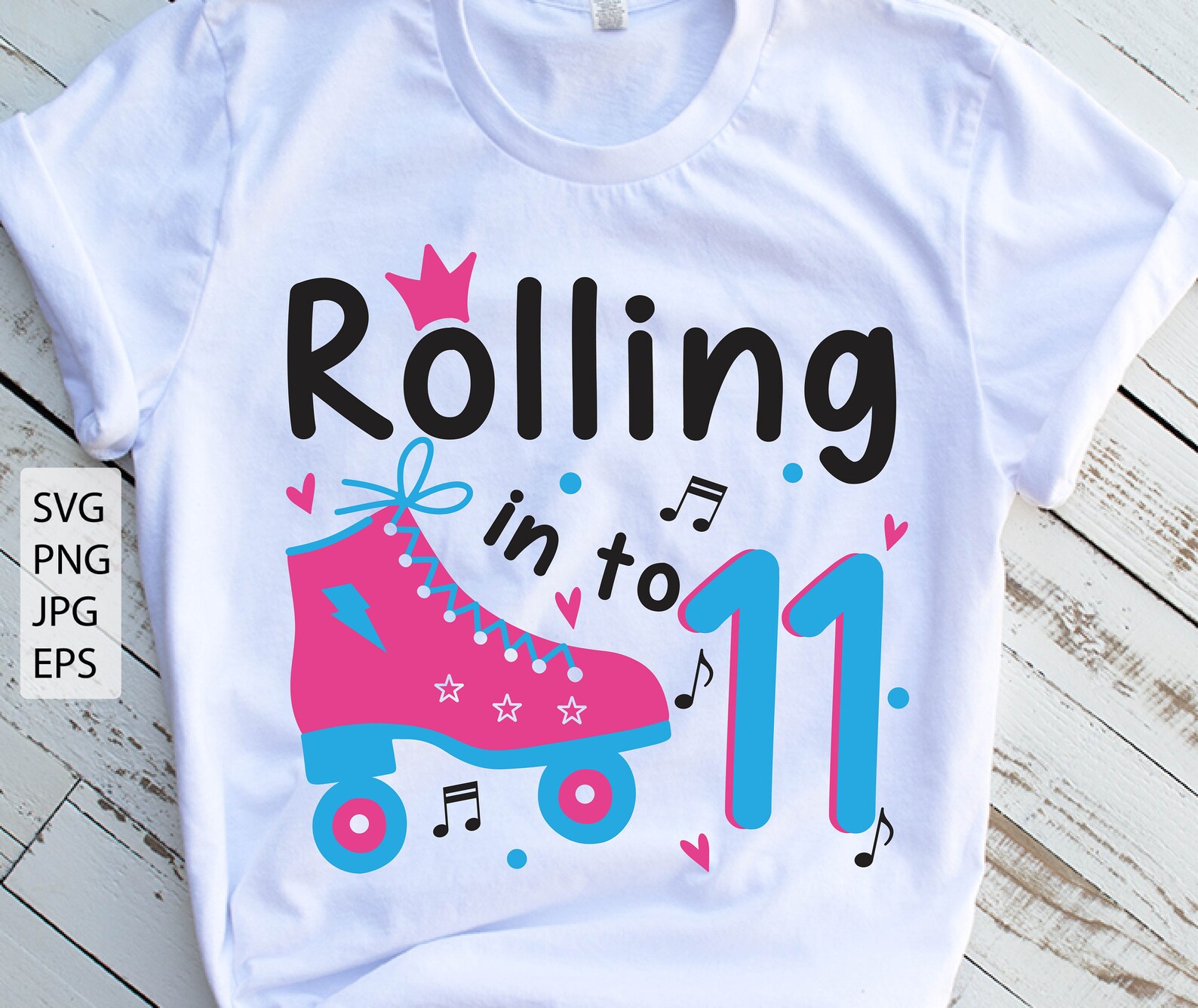 Rolling Into 11 svg Birthday Roller Skates svg 11th Birthday | Etsy