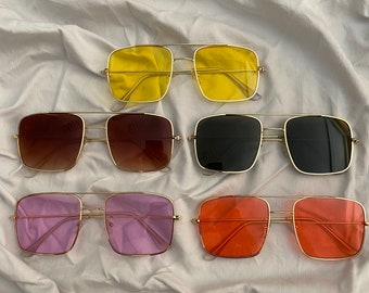 Classic Vintage Duke Aviator Retro Style Square Sunglasses