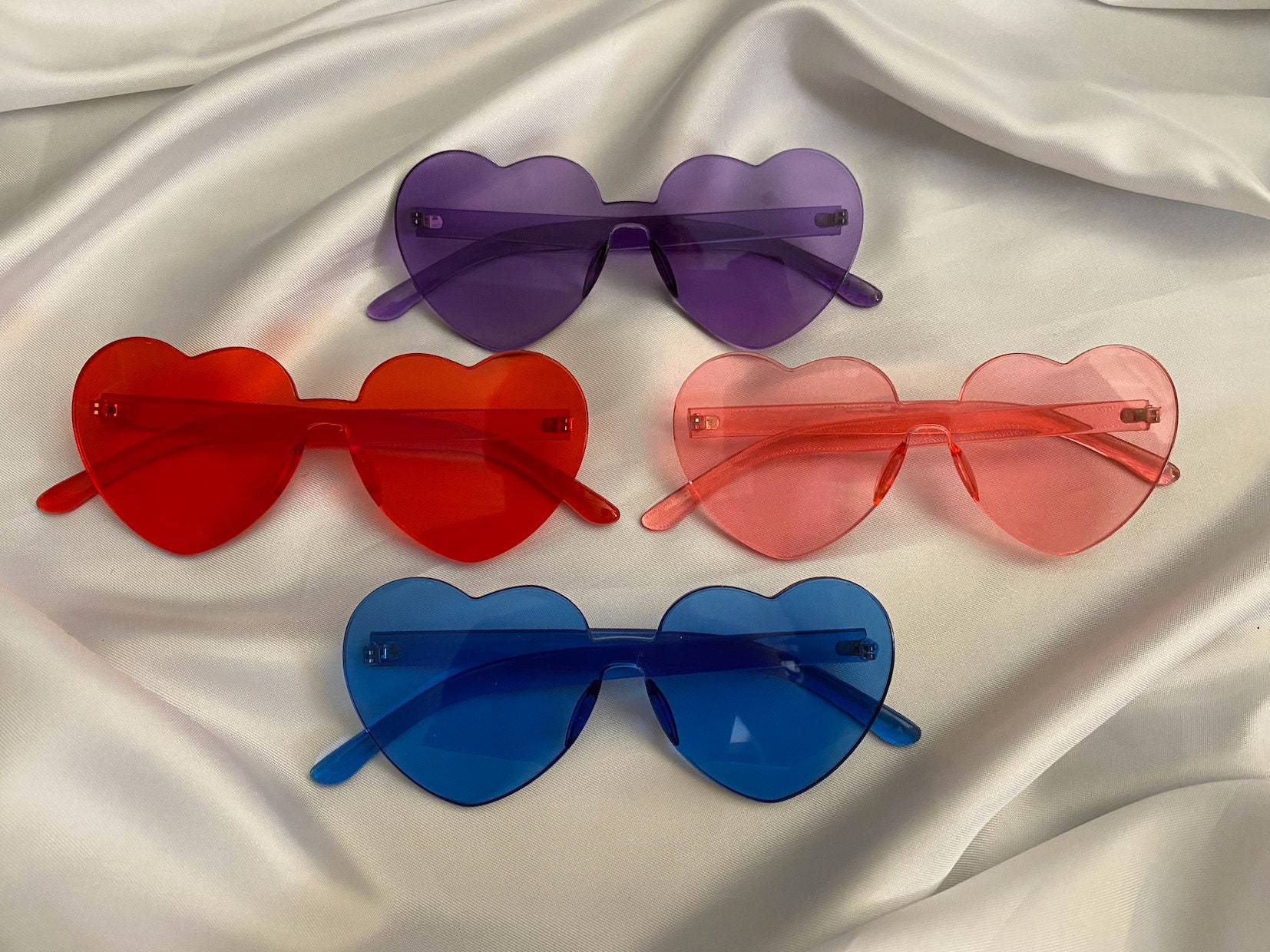 Rimless heart shaped sunglasses rave glasses festival party red