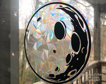 Moon Suncatcher, Moon Phase Static Cling, Celestial Rainbow Maker, Window Decal, Unique Graduation Gifts, Moon and Stars, Nursery Decor