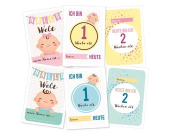 Baby Milestone Cards for the First Year - Milestone Cards - Birth Gift, Baby Party, Pregnancy (for YOUNG or Girl)