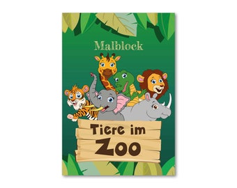 Largiri Painting Block DIN A4 - Animals in the Zoo (Made in Germany)