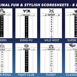 The ORIGINAL FUN & STYLISH Darts Scoreboard Printable Variety Pack (8 Pack)