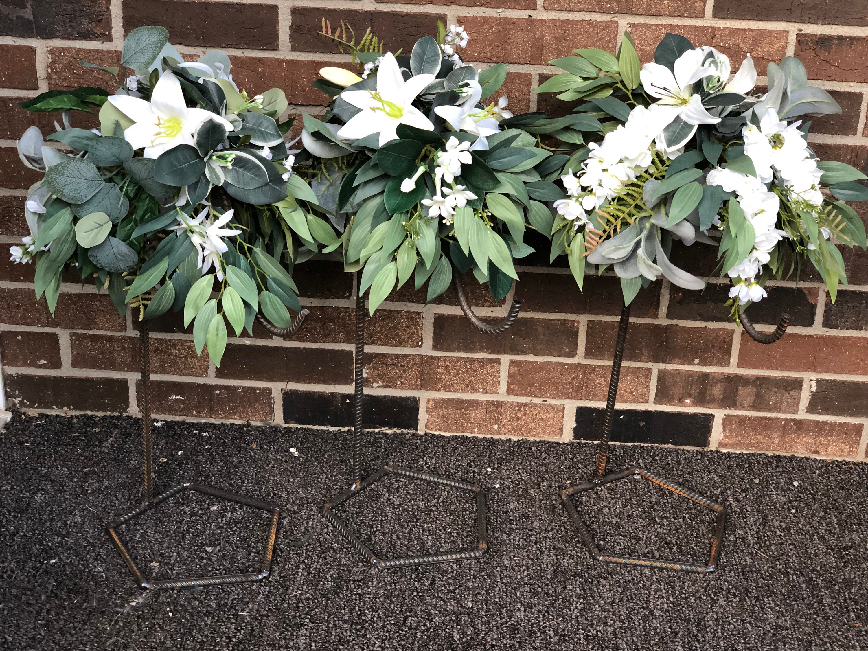 Rebar Shepherds Hook With Pentagon Base Windchime Stand Etsy