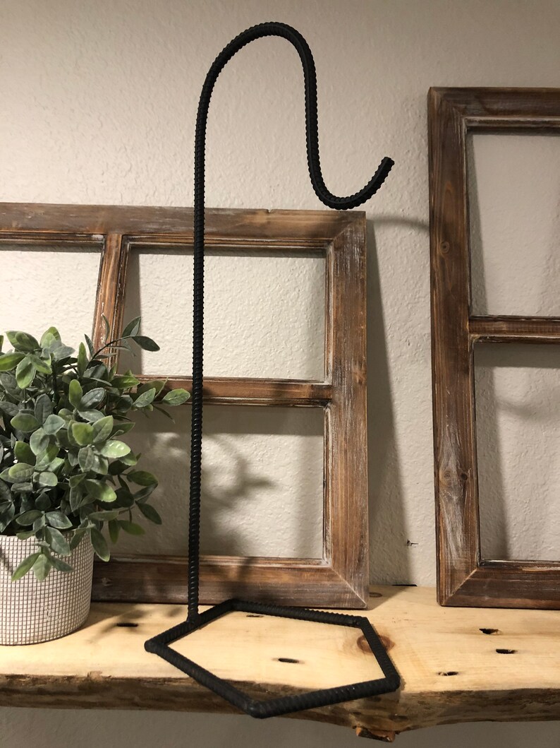 Rebar Shepherds Hook with Pentagon Base Windchime Stand Etsy Nederland