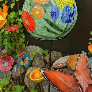 Heavy-Duty Gazing Ball Stand: Rebar Ornament Globe Mount- Customizable Height and Color