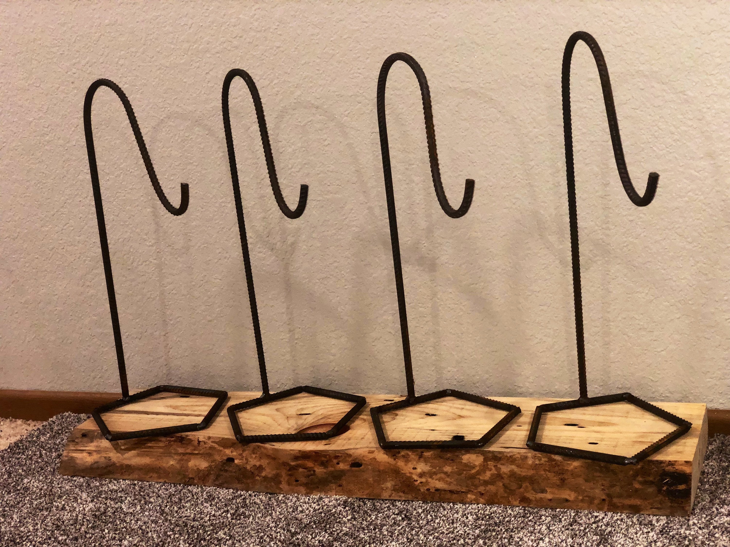 Rebar Shepherds Hook with Pentagon Base Windchime Stand Etsy Nederland