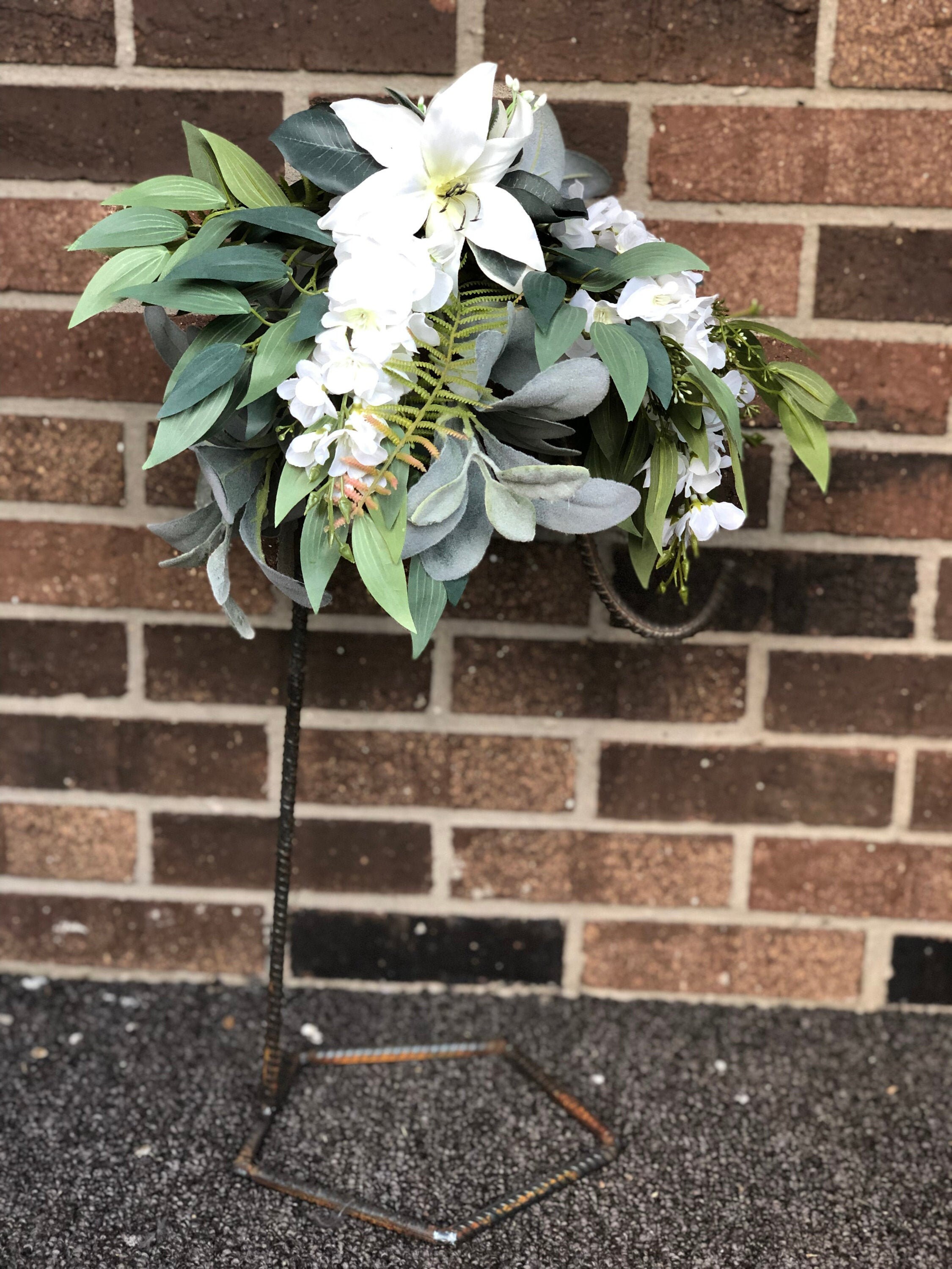 Rebar Shepherds Hook With Pentagon Base Windchime Stand Etsy