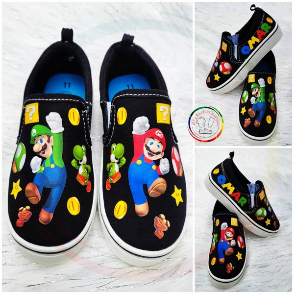 Zapatos personalizados inspirados en Mario Bros/Zapatos/Custom shoes inspired by Mario/shoes for birthday/Mario inspired Mario