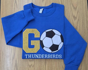 Glitter Applique GO Embroidery Sudadera Personalizada "Vamos Equipo", Custom sweatshirt Go Team, Sudadera de equipo, "GO TEAM", Team spirit