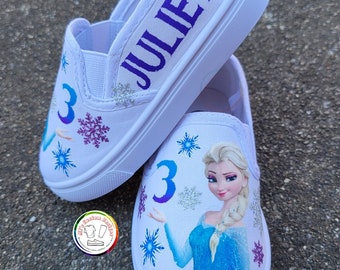 Zapatos personalizados para niña La Reine des neiges/Chaussures personnalisées La Reine des neiges/zapatos congelés/Chaussures La Reine des neiges/Chaussures Zapatos de Elsa congelées/Zapatos Ana congelées/Chaussures Elsa