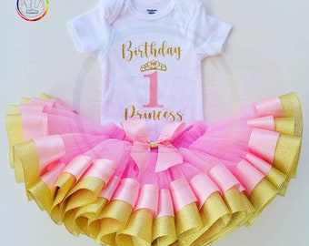 Conjunto Tutu y camisa/Onesie/onesie de cumpleanos/Princesa de Cumpleanos/Set for Girl/Birthday Princess/Birthday tutu and shirt/onesie set