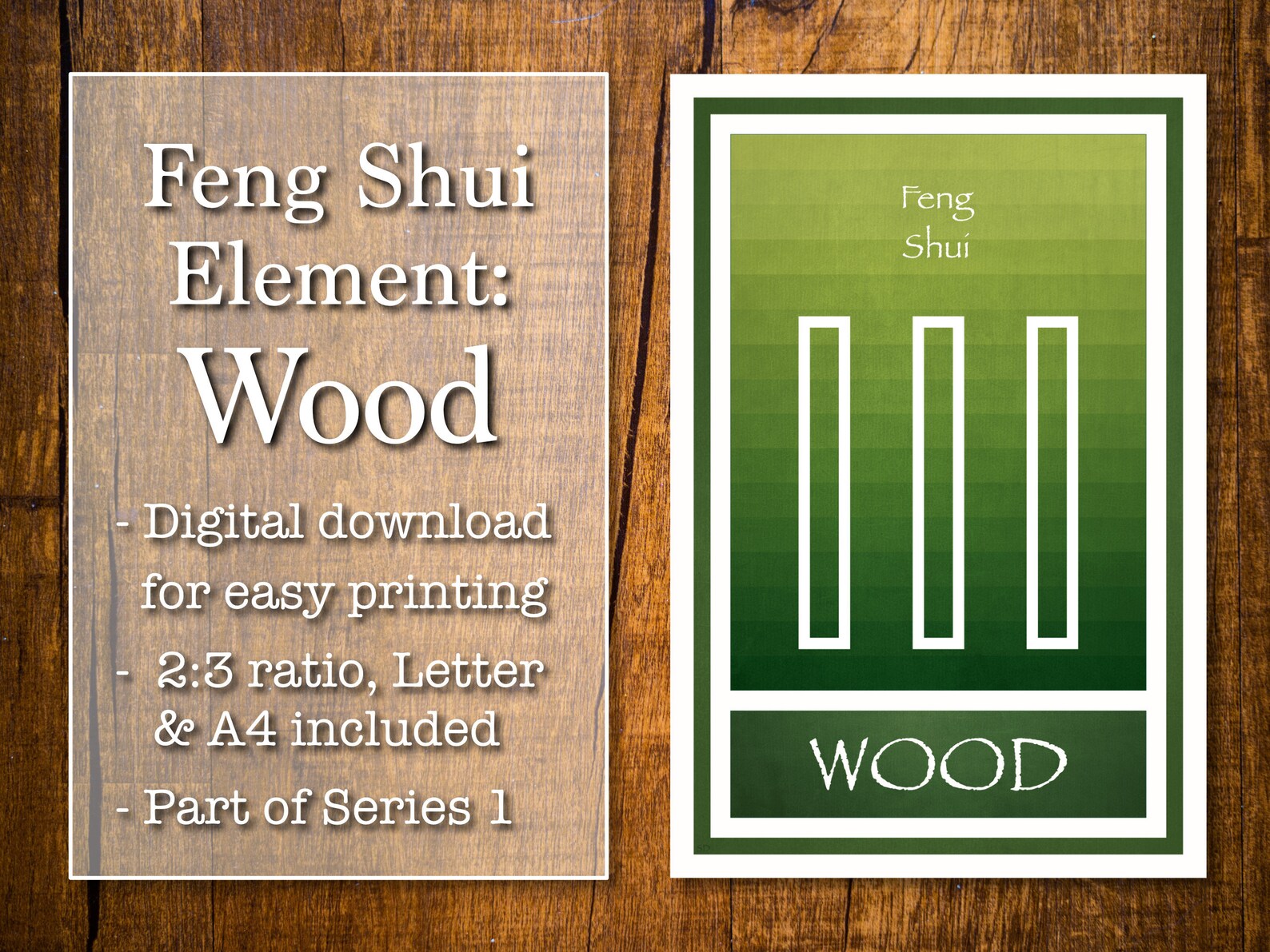 Feng Shui Poster Wood Element 1 Printable 23 ratio A4 Etsy