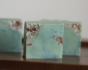 Emerald Isle - Geode -Salt Bar- Homemade Soap, Handmade Soap, Natural Soap, Palm Free Soap, Cold Process Soap