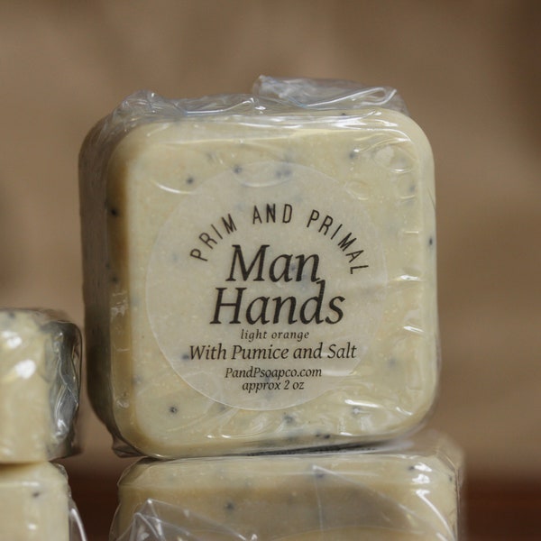 Man Hands- Pumice and salt scrub handmade soap- (Gardeners soap/mechanics soap)