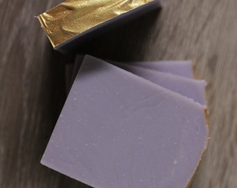 SALE- Purple and Gold- Sweet Floral Musk- Homemade Soap, Handmade Soap, Natural Soap, Cold Process Soap - 3 oz