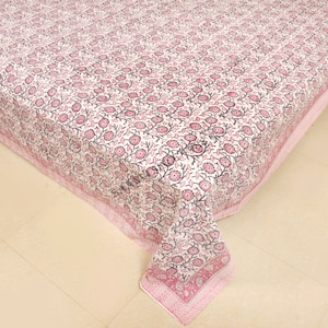 Pink Floral Kantha Quilt: Handmade Indian Bohemian Blanket
