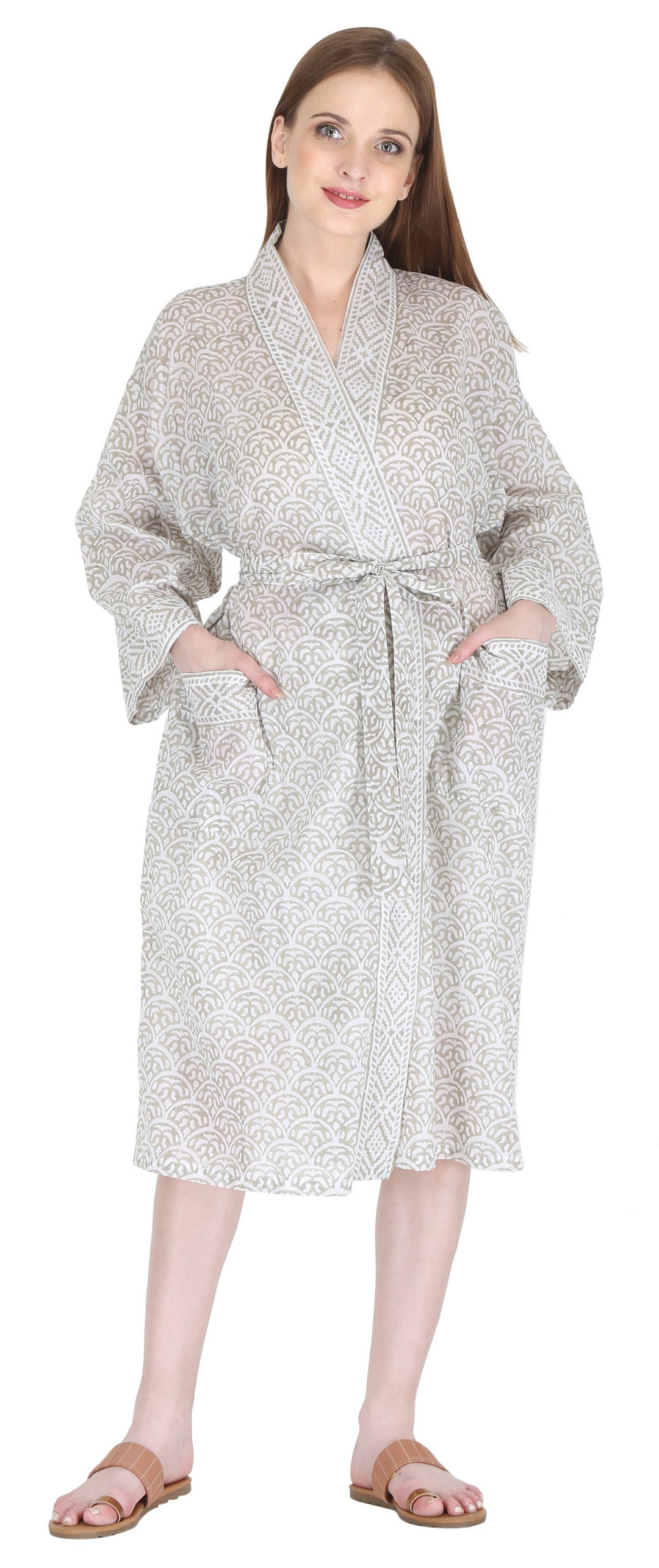 Hand Made Robe Handmade Cotton Kimono Robe: Bagru Block Print Boho Bathrobe - Etsy