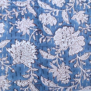 Kantha Quilt Indian Kantha bedspread lightweight Indian kantha Kantha Throws and Bedspreads winter quilted bedspread hand block floral print
