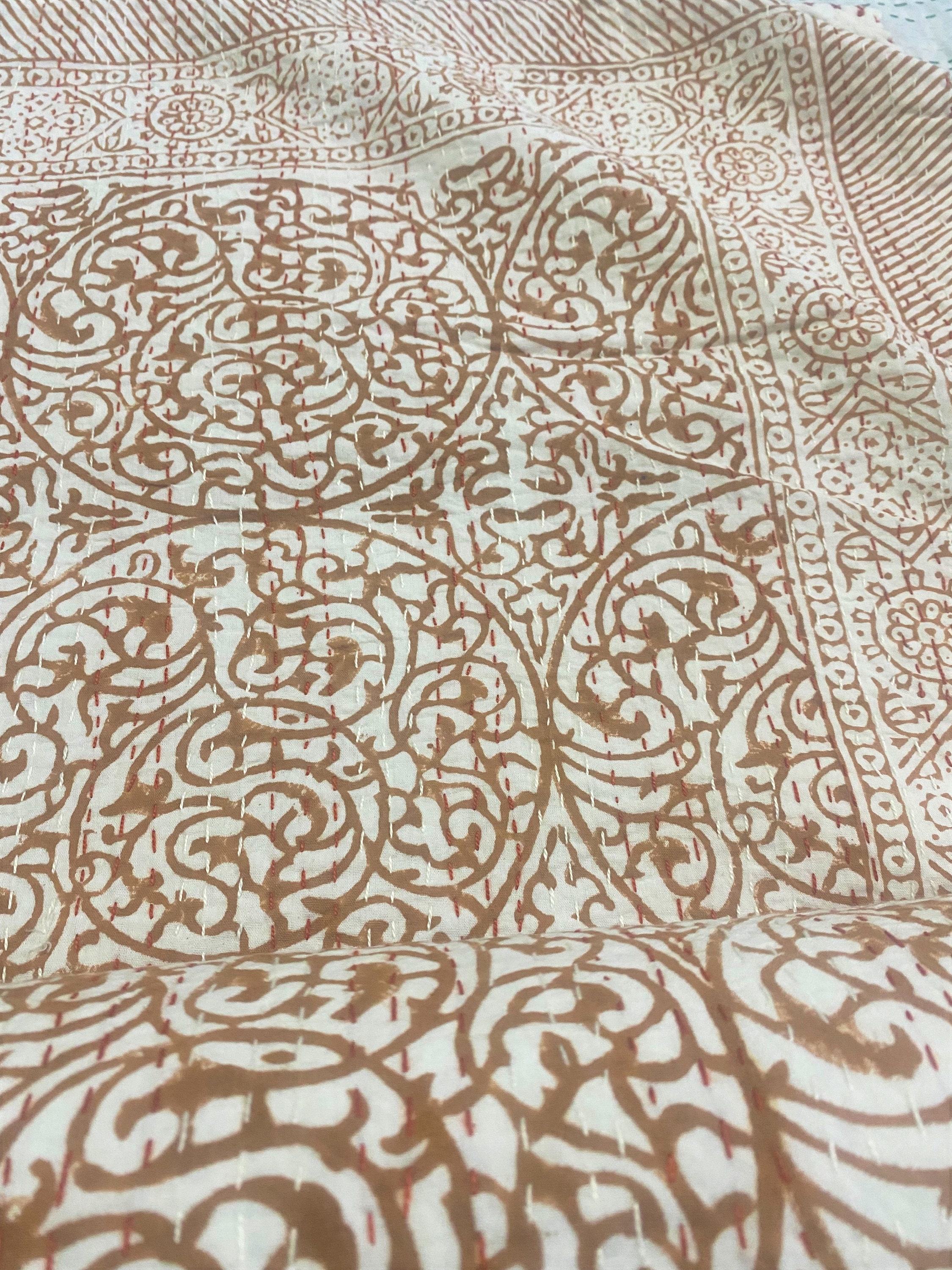 Brown Quilt Brown Kantha Quilt Throw Brown Indian Hand Block - Etsy