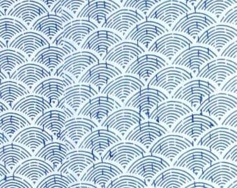 Blue Geometric Kantha Quilt | Handmade Cotton Bedspread Boho Bedding Block Print Throw Blanket