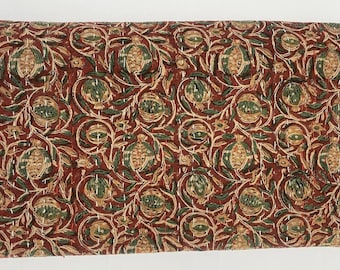 Block Print Kantha Quilt, Handmade Cotton Bedspread, Brown Floral Indian Quilt, Boho Bedding Throw, Vintage Kantha Blanket