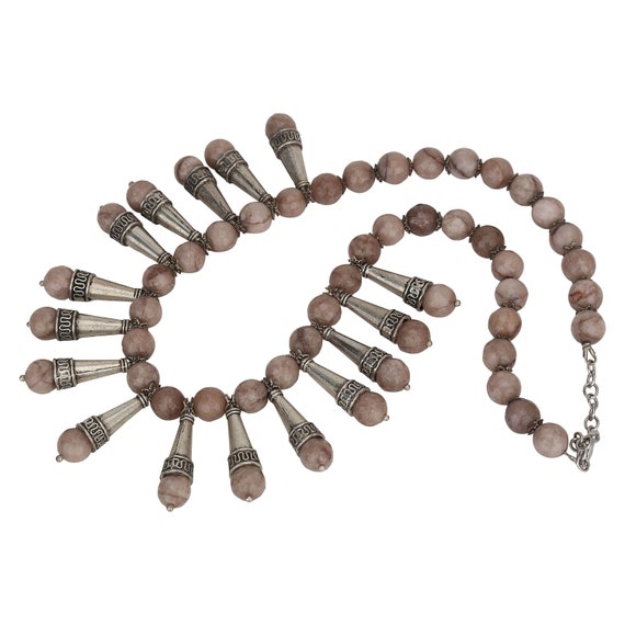 -Dark Brown hand made ceramic Necklace-32"-10 created Beads 