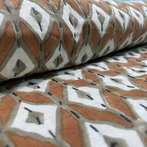 Brown Geometric Indian Handmade Block Print Kantha Quilt – Handmade Indian Throw Blanket – Block Print Bedding – Brown Kantha Cotton Quilt
