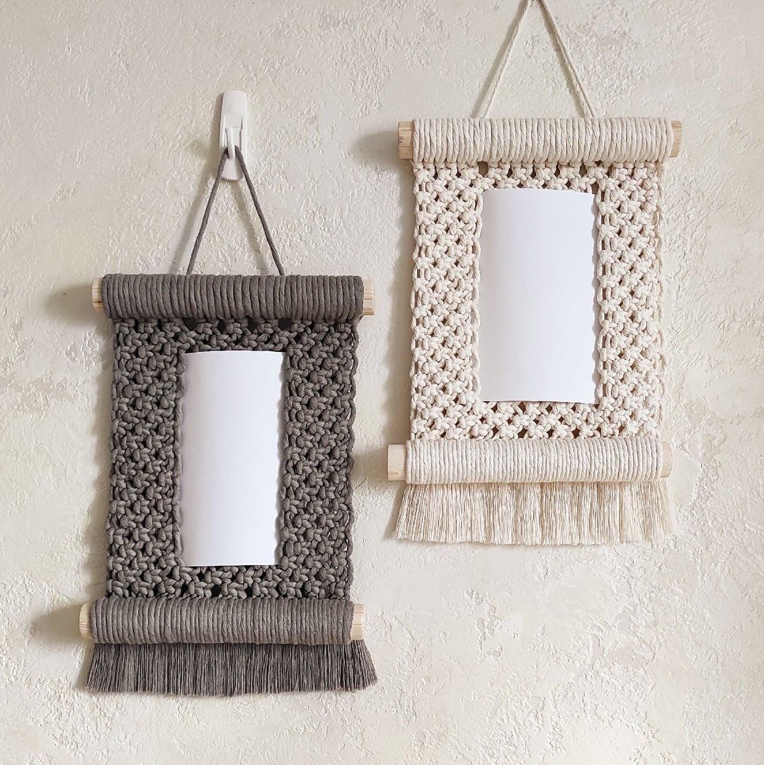 Macrame Picture Frame Macrame Wall Decor Macrame Hanging Etsy