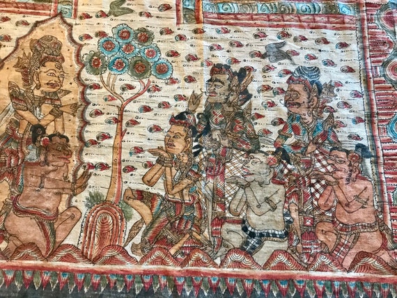 Large Antique Balinese Hand Woven and Hand Painted Batik | Etsy