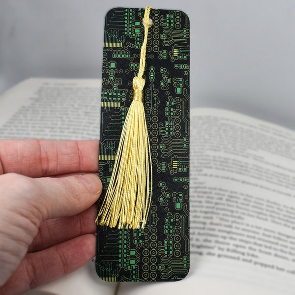 Unique Bookmark with Circuit board design is a bookmark with tassel and used for party favors or book lover gifts and computer gifts