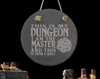 DND Gifts This is my Dungeon I am the Master and this is How I Roll Slate Decor Dungeons and Dragons Gift or Game Room DND Decor