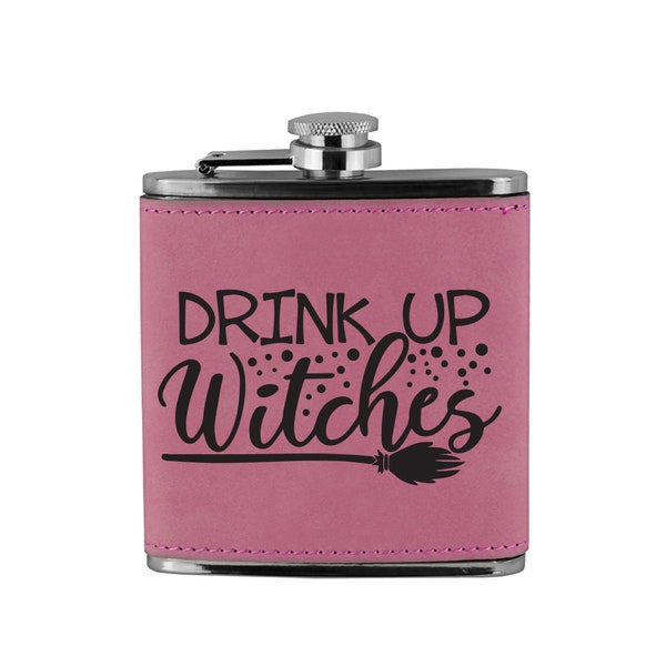 Personalized Flask Drink Up Witches Flask Ladies Night Gift | Bridesmaid Flask for Girls Night Out