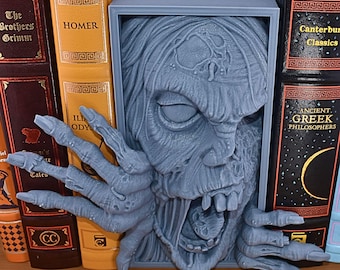 Horror Book Nook Zombie book shelf decor for bookish gifts or Halloween decor