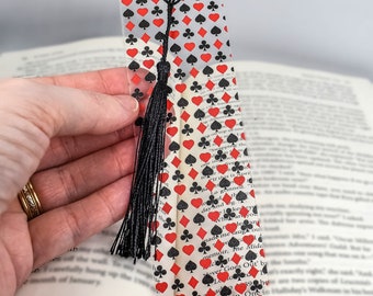 Cool bookmark with Playing Card Suits is used for card game gifts basket or unique bookmarks for book lover gift box and cards party favor