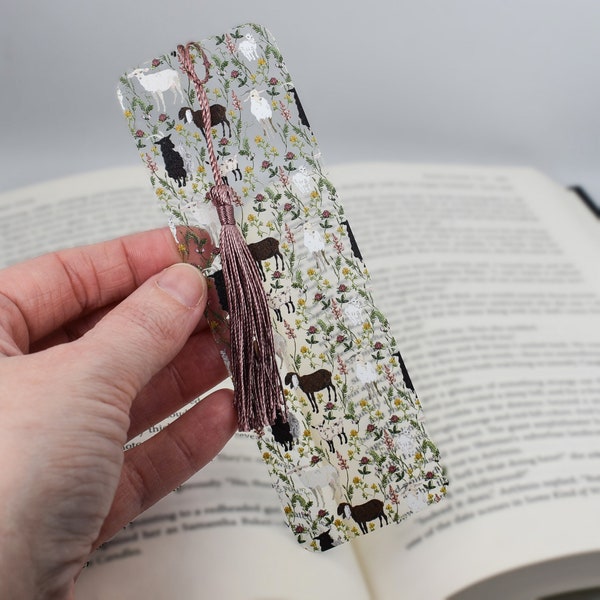 Cute Bookmark with Goats is used for teacher gifts basket or unique bookmarks for a book lover gift box or bulk reading gifts for goat lover