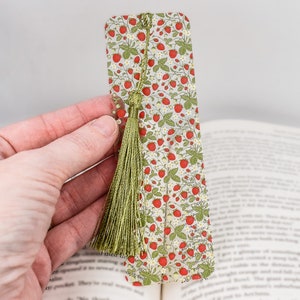 Cute Bookmark with Strawberry is used for teacher gifts basket or unique bookmarks for a book lover gift box or bulk strawberry gifts