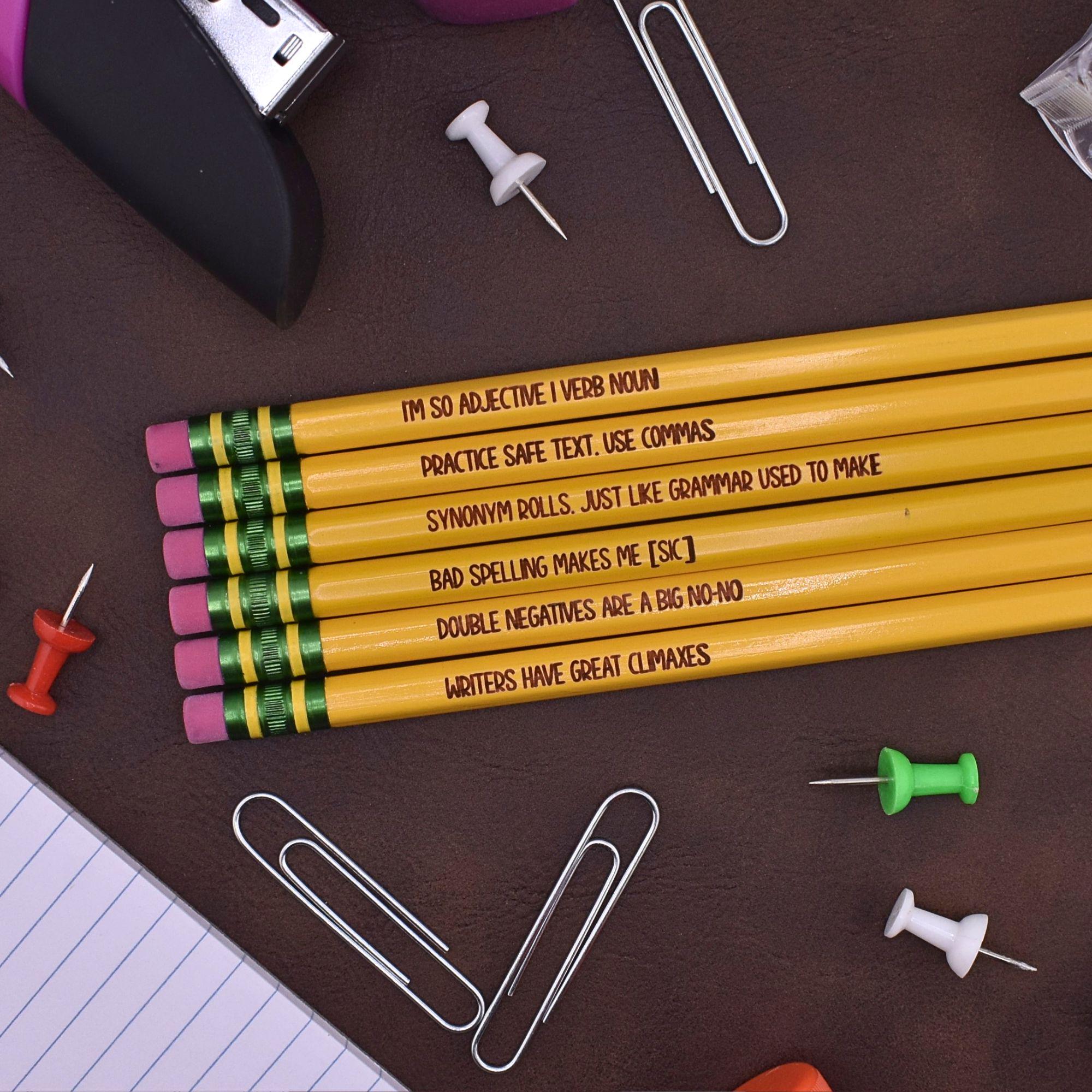 Funny Teacher Gifts ELA Puns Pencil Set for English Teachers or ...