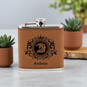Dragon Emblem Flask for Fantasy Dungeon Fighter Stocking Stuffers or Gifts for Her