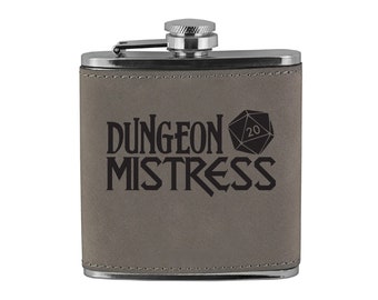 DND Gifts Personalized Flask Dungeon Mistress Flask Dungeons and Dragons Gift | D&D DM Gift | Game Master Accessories | Stocking Stuffer