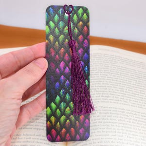 Dragon Scale Fantasy Bookmark with Tassel for fun party favors or dragon lover gifts