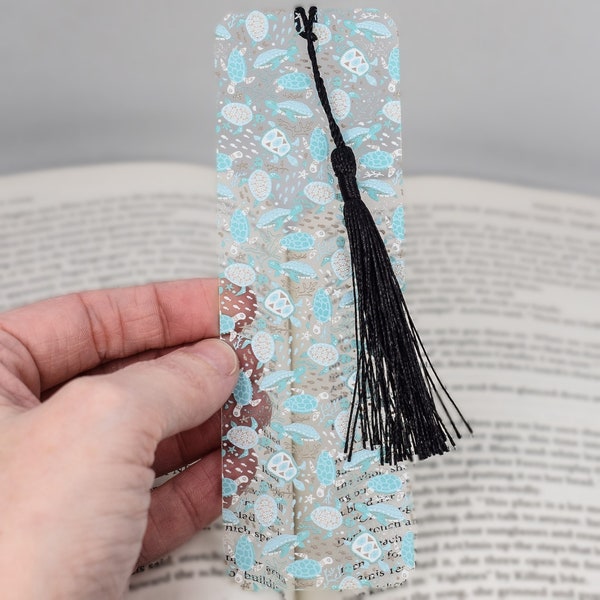 Cute Bookmark with Sea Turtles is used for teacher gifts basket or unique bookmarks for a book lover gift box or bulk reading gifts