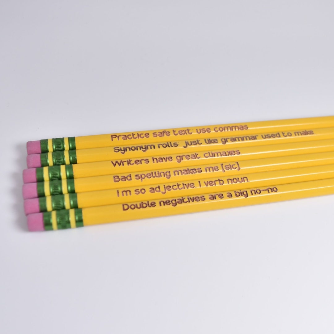 Funny Engraved Pencils ELA Puns Pencil Set for English Teacher Gifts