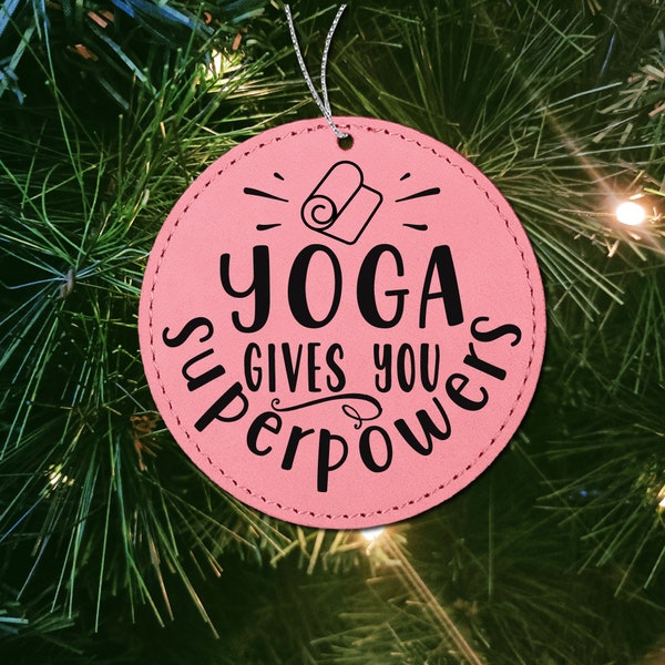 Yoga Gives You Superpowers Ornament | Christmas Ornament for Holiday Ornament Exchange | Yoga Gifts and Decor