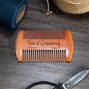 Wood Beard Comb for Men Tool of Grooming gift for bearded d&d dad stocking stuffer